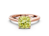 Rose gold Fancy Yellow Cushion  Cut Solitaire Ring with Cathedral Band and Four-Prong Setting_57