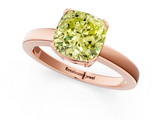 Rose gold Fancy Yellow Cushion  Cut Solitaire Ring with Four-Prong Setting and Classic Band_46