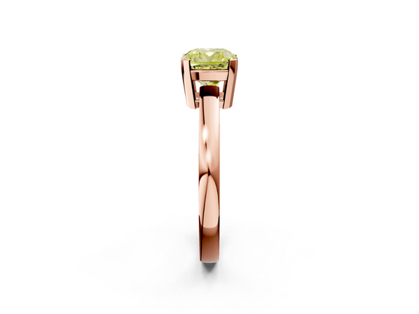 Rose gold Fancy Yellow Cushion  Cut Solitaire Ring with Four-Prong Setting and Classic Band