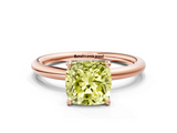 Rose gold Fancy Yellow Cushion  Cut Solitaire Ring with Thin Band and Four-Prong Setting_16