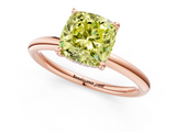 Rose gold Fancy Yellow Cushion  Cut Solitaire Ring with Thin Band and Four-Prong Setting_17