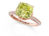 Rose gold Fancy Yellow Cushion Cut Solitaire Split Shank Pave Diamond Engagement Ring with Four-Prong Setting_1