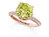 Rose gold Fancy Yellow Cushion Cut Solitaire Split Shank Pave Diamond Engagement Ring with Four-Prong Setting_25