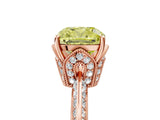 Rose gold Fancy Yellow Cushion Cut Solitaire Split Shank Pave Diamond Engagement Ring with Four-Prong Setting_29