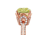 Rose gold Fancy Yellow Cushion Cut Solitaire Split Shank Pave Diamond Engagement Ring with Four-Prong Setting_5