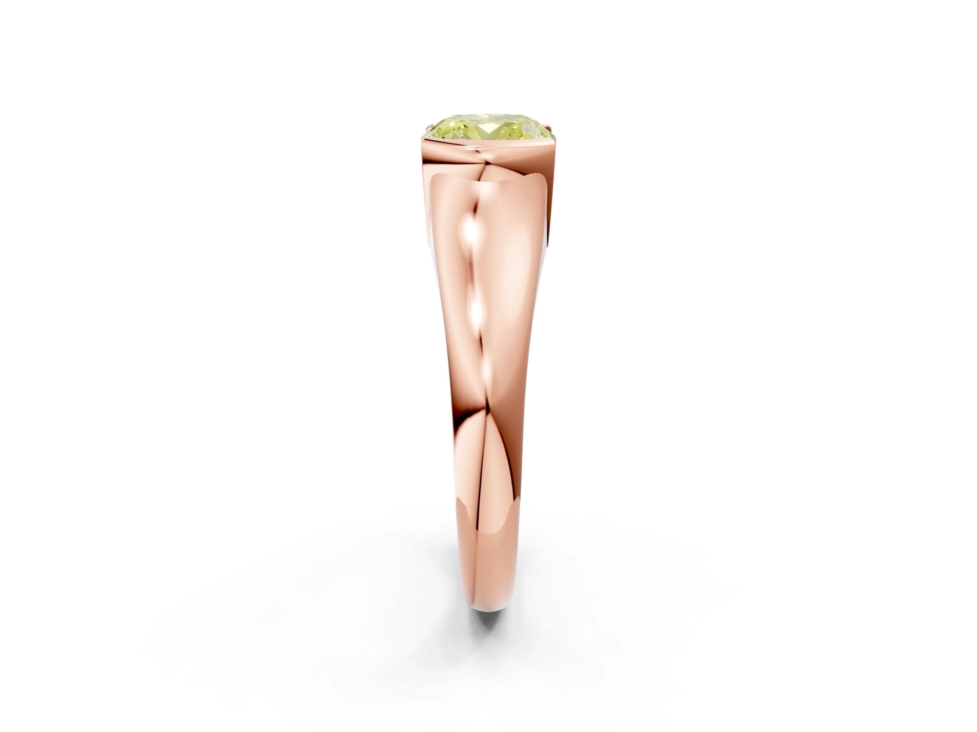 Rose gold Fancy Yellow Cushion Cut Solitaire Tension Set Diamond Ring with Split Shank Band_2