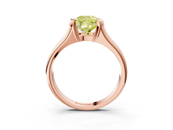 Rose Gold Cushion Cut Tension Style Solitaire Engagement Ring Setting for Fancy Yellow Center