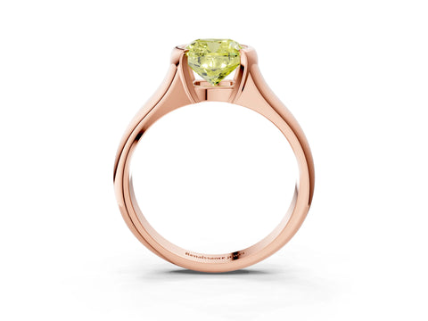 Rose gold Fancy Yellow Cushion Cut Solitaire Tension Set Diamond Ring with Split Shank Band_3