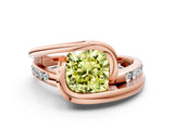 Rose gold Fancy Yellow Cushion Cut Solitaire Tension-Set Diamond Split Shank Ring