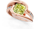 Rose gold Fancy Yellow Cushion Cut Solitaire Tension-Set Diamond Split Shank Ring_1