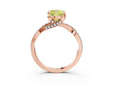 Rose gold Fancy Yellow Cushion Cut Solitaire Twist Pave Diamond Engagement Ring with Prong Setting_3