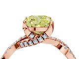 Rose gold Fancy Yellow Cushion Cut Solitaire Twist Pave Diamond Engagement Ring with Prong Setting_4