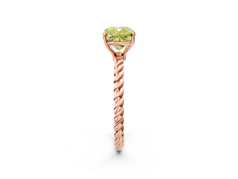 Rose gold Fancy Yellow Cushion Cut Solitaire Twisted Band 4-Prong Ring_2