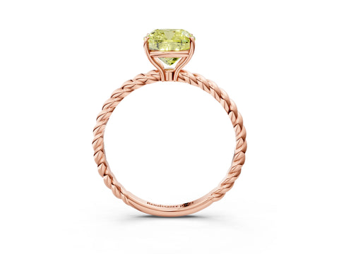 Rose gold Fancy Yellow Cushion Cut Solitaire Twisted Band 4-Prong Ring_3
