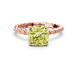Rose gold Fancy Yellow Cushion  Cut Solitaire Twisted Band with Four-Prong Setting_100