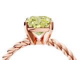 Rose gold Fancy Yellow Cushion  Cut Solitaire Twisted Band with Four-Prong Setting_104