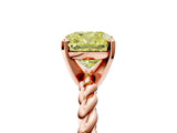 Rose gold Fancy Yellow Cushion  Cut Solitaire Twisted Band with Four-Prong Setting_105