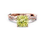 Rose gold Fancy Yellow Cushion Cut Solitaire Twisted Pave Band with Four-Prong Setting_3