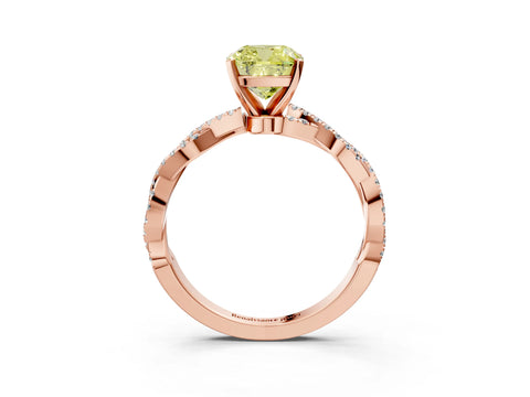 Rose gold Fancy Yellow Cushion Cut Solitaire Twisted Pave Band with Four-Prong Setting_6