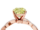 Rose gold Fancy Yellow Cushion Cut Solitaire Twisted Pave Band with Four-Prong Setting_7