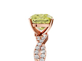 Rose gold Fancy Yellow Cushion Cut Solitaire Twisted Pave Band with Four-Prong Setting_8