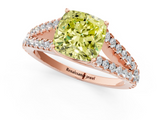Rose gold Fancy Yellow Cushion  Cut Split Shank Pave Diamond Engagement Ring with Four-Prong Setting_25