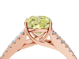 Rose gold Fancy Yellow Cushion  Cut Split Shank Pave Diamond Engagement Ring with Four-Prong Setting_28