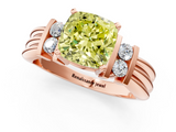 Rose gold Fancy Yellow Cushion  Cut Three-Stone Channel Set Ring with Bar Prongs_46