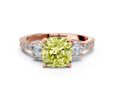 Rose gold Fancy Yellow Cushion  Cut Three-Stone Diamond Pavé Band with Prong Setting_17