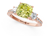 Rose gold Fancy Yellow Cushion  Cut Three-Stone Diamond Pavé Band with Prong Setting_18