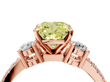 Rose gold Fancy Yellow Cushion  Cut Three-Stone Diamond Pavé Band with Prong Setting_21