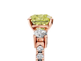 Rose gold Fancy Yellow Cushion  Cut Three-Stone Diamond Pavé Band with Prong Setting_22