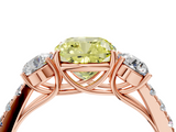 Rose gold Fancy Yellow Cushion  Cut Three-Stone Diamond Pave Band with Prong Setting_41