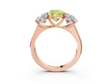Rose gold Fancy Yellow Cushion Cut Three-Stone Diamond Ring with Prong Setting on a Classic Band_15