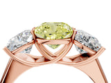 Rose gold Fancy Yellow Cushion Cut Three-Stone Diamond Ring with Prong Setting on a Classic Band_16