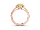 Rose gold Fancy Yellow Cushion  Cut Three-Stone Solitaire Ring with Round Accent Diamonds and Four-Prong Setting_25