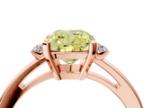Rose gold Fancy Yellow Cushion  Cut Three-Stone Solitaire Ring with Round Accent Diamonds and Four-Prong Setting_26