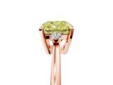 Rose gold Fancy Yellow Cushion  Cut Three-Stone Solitaire Ring with Round Accent Diamonds and Four-Prong Setting_27