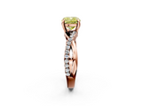 Rose gold Fancy Yellow Cushion  Cut Twist Band Solitaire Diamond Ring with Pavé Setting_5