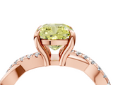 Rose gold Fancy Yellow Cushion  Cut Twist Band Solitaire Diamond Ring with Pavé Setting_7