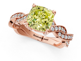 Rose gold Fancy Yellow Cushion  Cut Twisted Pavé Band Solitaire Ring with Four-Prong Setting_56