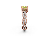 Rose gold Fancy Yellow Cushion  Cut Twisted Pavé Band Solitaire Ring with Four-Prong Setting_57