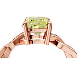 Rose gold Fancy Yellow Cushion  Cut Twisted Pavé Band Solitaire Ring with Four-Prong Setting_59
