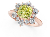 Rose gold Fancy Yellow Cushion  Diamond Cluster Halo Ring with Solitaire Band and Four-Prong Setting_21