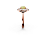 Rose gold Fancy Yellow Cushion  Diamond Cluster Halo Ring with Solitaire Band and Four-Prong Setting_22