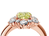 Rose gold Fancy Yellow Cushion  Diamond Cluster Halo Ring with Solitaire Band and Four-Prong Setting_24