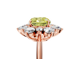 Rose gold Fancy Yellow Cushion  Diamond Cluster Halo Ring with Solitaire Band and Four-Prong Setting_25