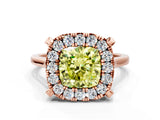 Rose gold Fancy Yellow Cushion  Diamond Cluster Halo Solitaire with Four-Prong Setting_95