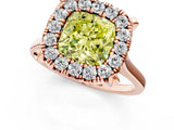 Rose gold Fancy Yellow Cushion  Diamond Cluster Halo Solitaire with Four-Prong Setting_96