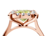 Rose gold Fancy Yellow Cushion  Diamond Cluster Halo Solitaire with Four-Prong Setting_99